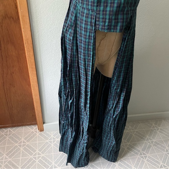 PETERSYN sz M Blue Plaid Woven Tank Top Long Sides High Low - Picture 16 of 16